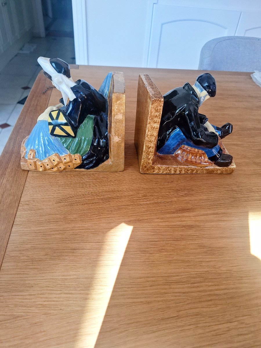 Yvonne Jean Haffen "Serre- livres" Couple de pêcheurs Bigoudin   Bretagne-photo-2