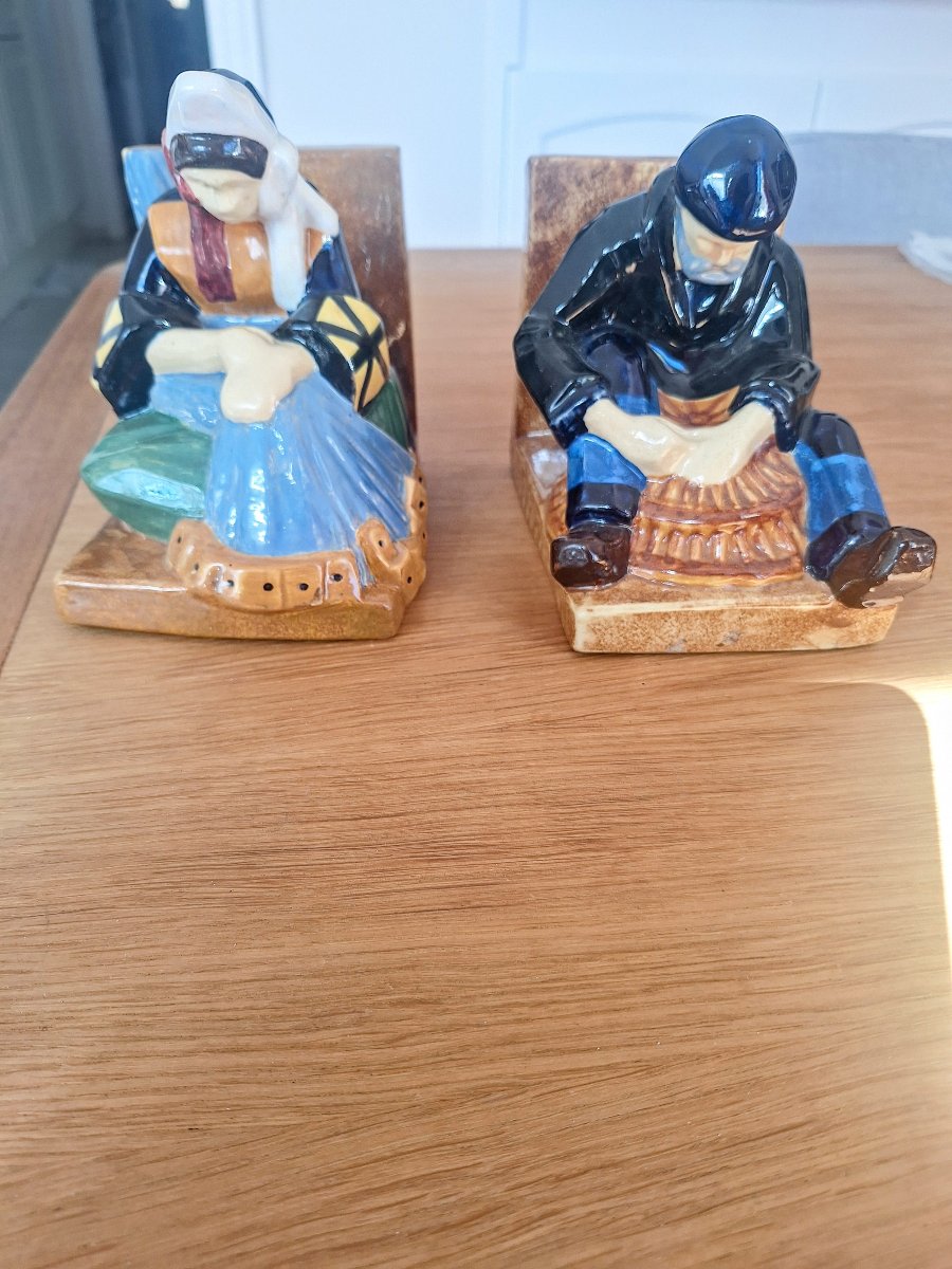 Yvonne Jean Haffen "Serre- livres" Couple de pêcheurs Bigoudin   Bretagne-photo-3