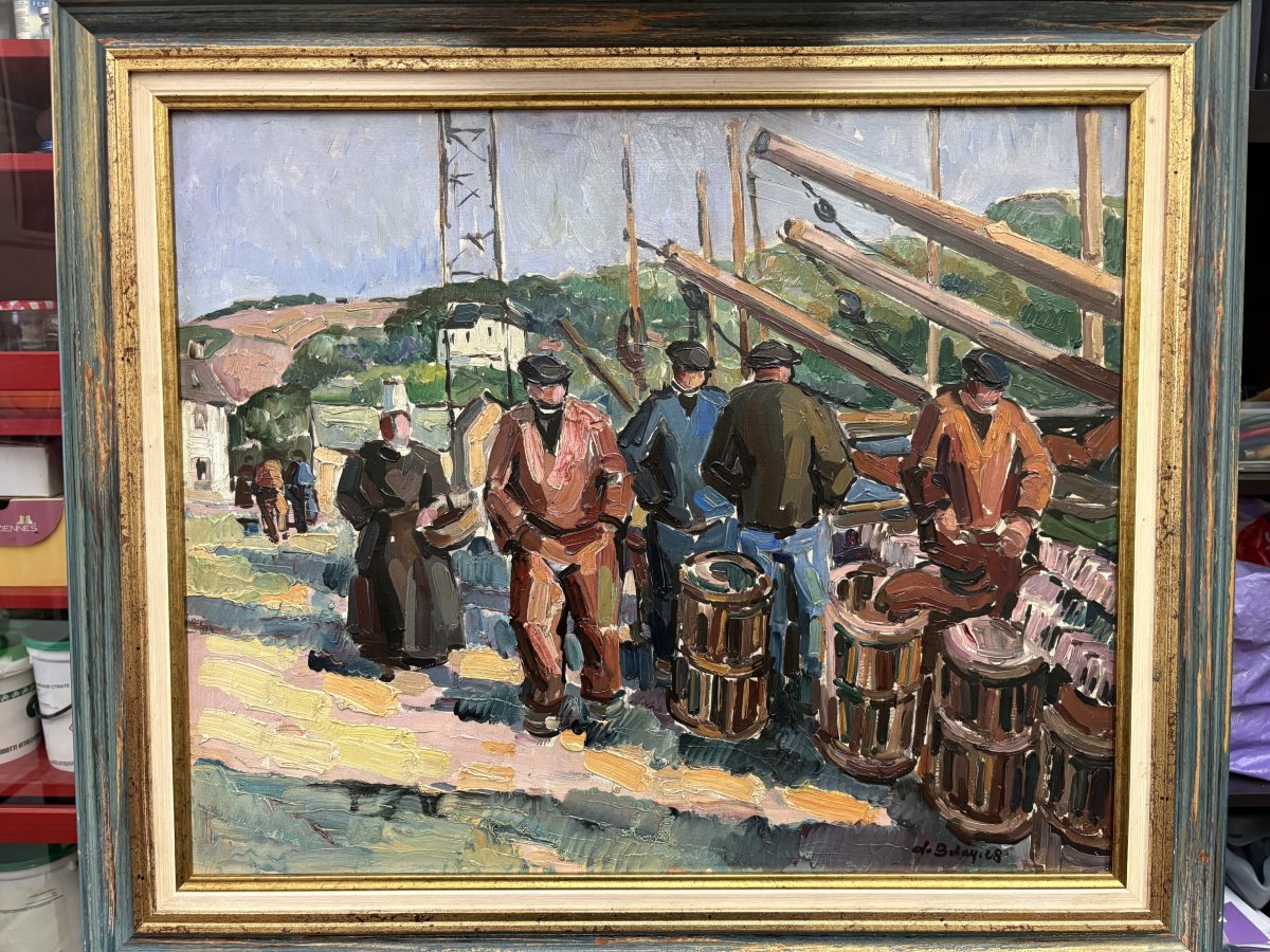 Pierre de Belay" les pêcheurs sur le quai d 'Audierne" Bretagne
