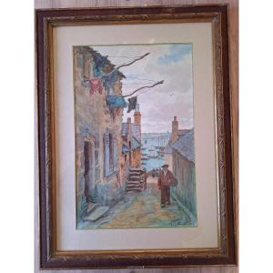 Paul Abram "a Lively Alley In Douarnenez"