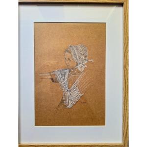 Marie Duval, "breton Girl Wearing A Headdress," Brittany