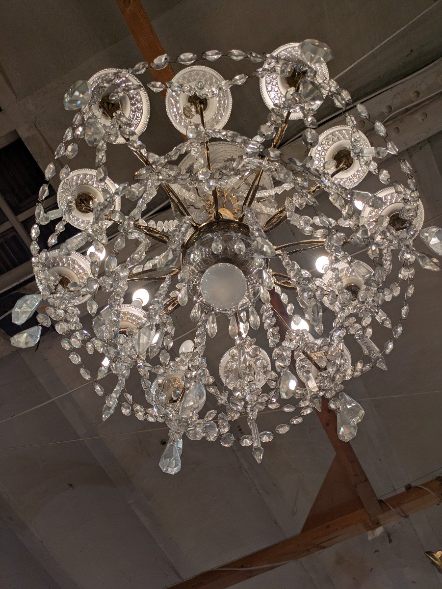 Lustre En Bronze Et Cristal De Baccarat à 12 Bras De Lumière-photo-3