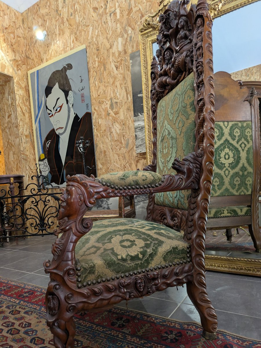 Rare 19th Century Mahogany Throne/armchair-photo-5