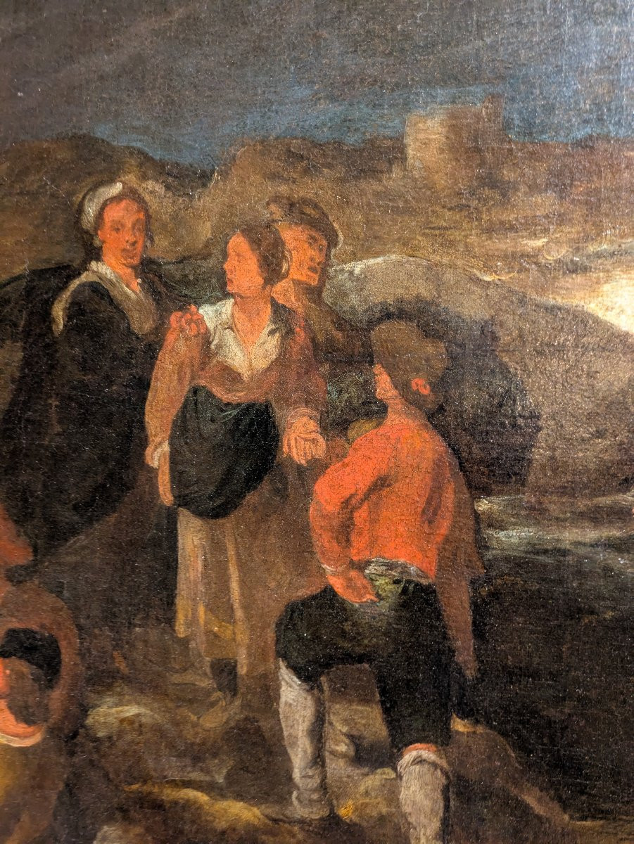 Italian School 18th Century Village Scene Of A Baunty -photo-1