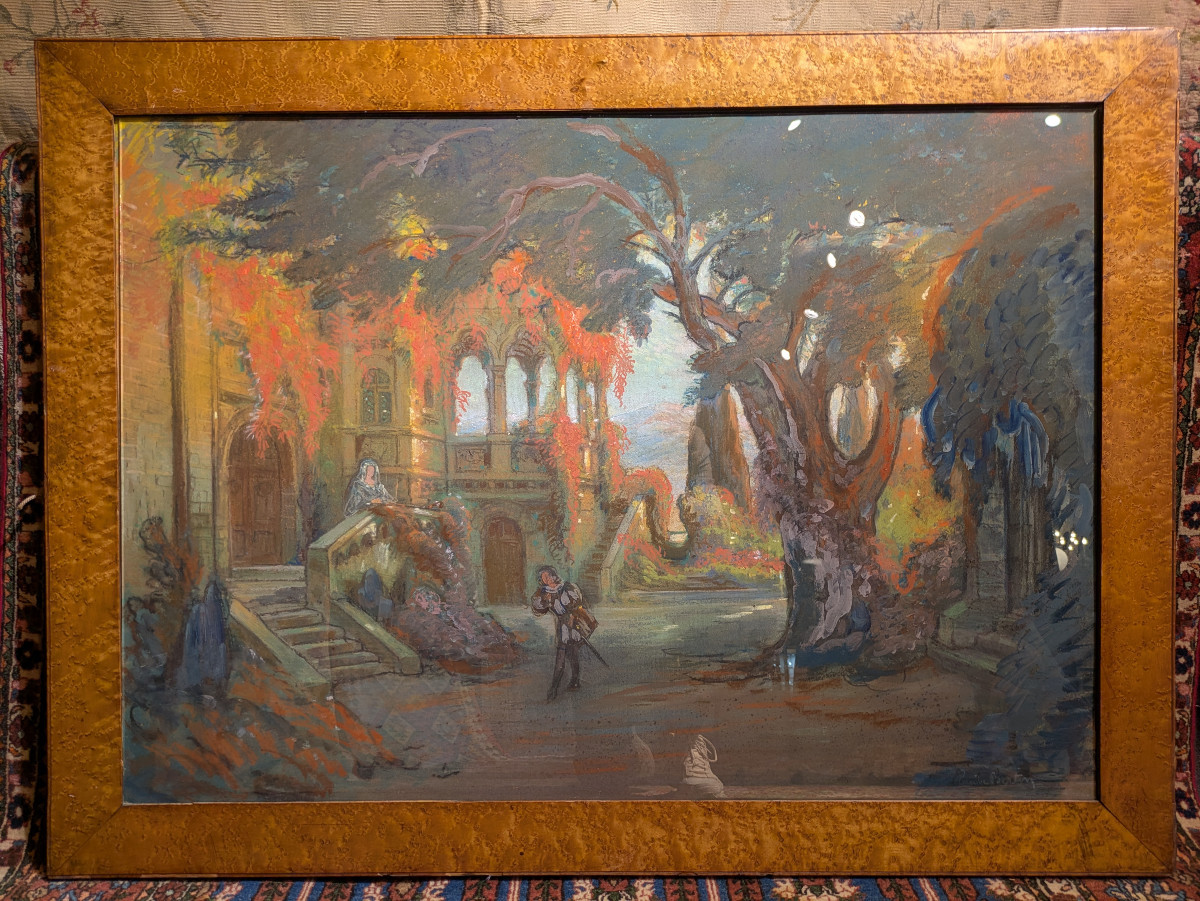 Pastel "the Terrace Of Malborough" Proof Of A Decoration By Emile Bertin Early 20th Century