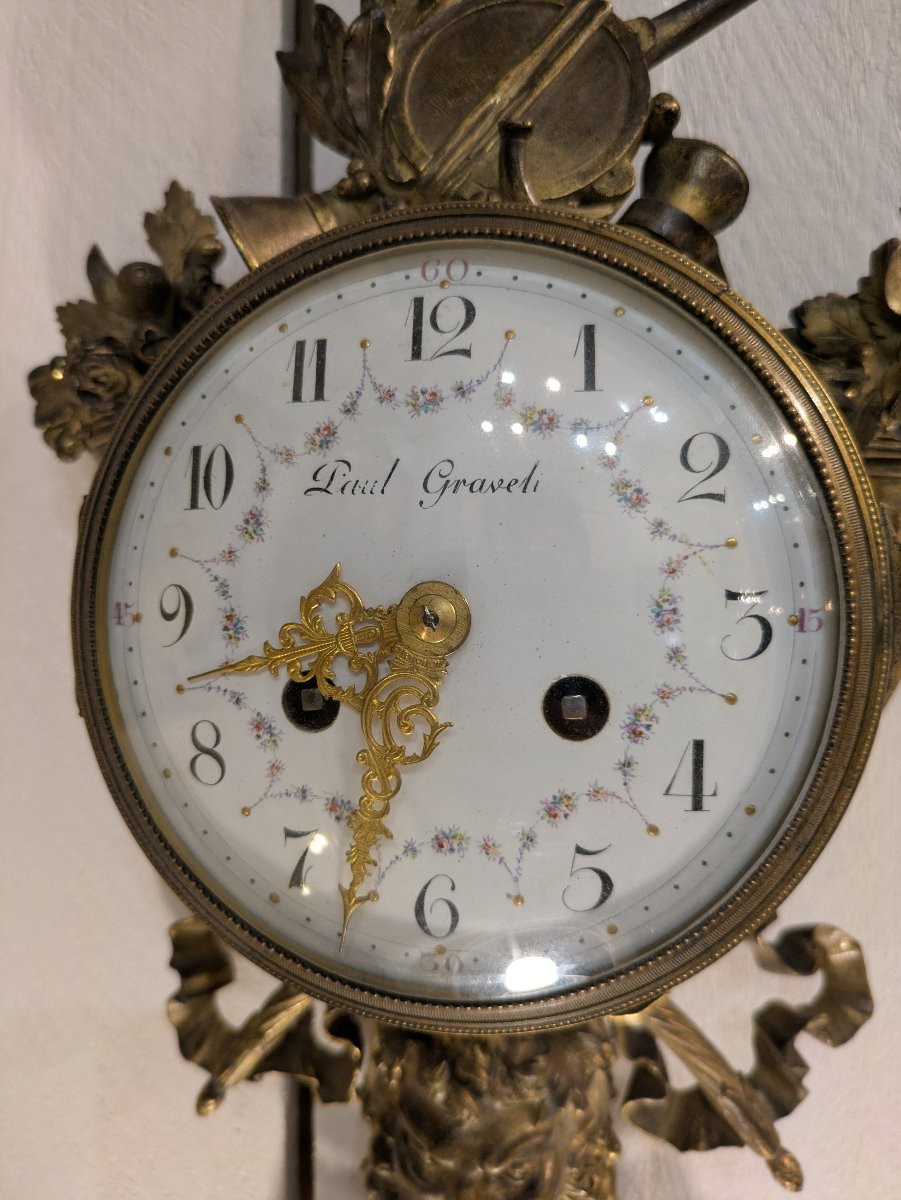 Louis XVI Style Gilt Bronze Wall Clock-photo-2