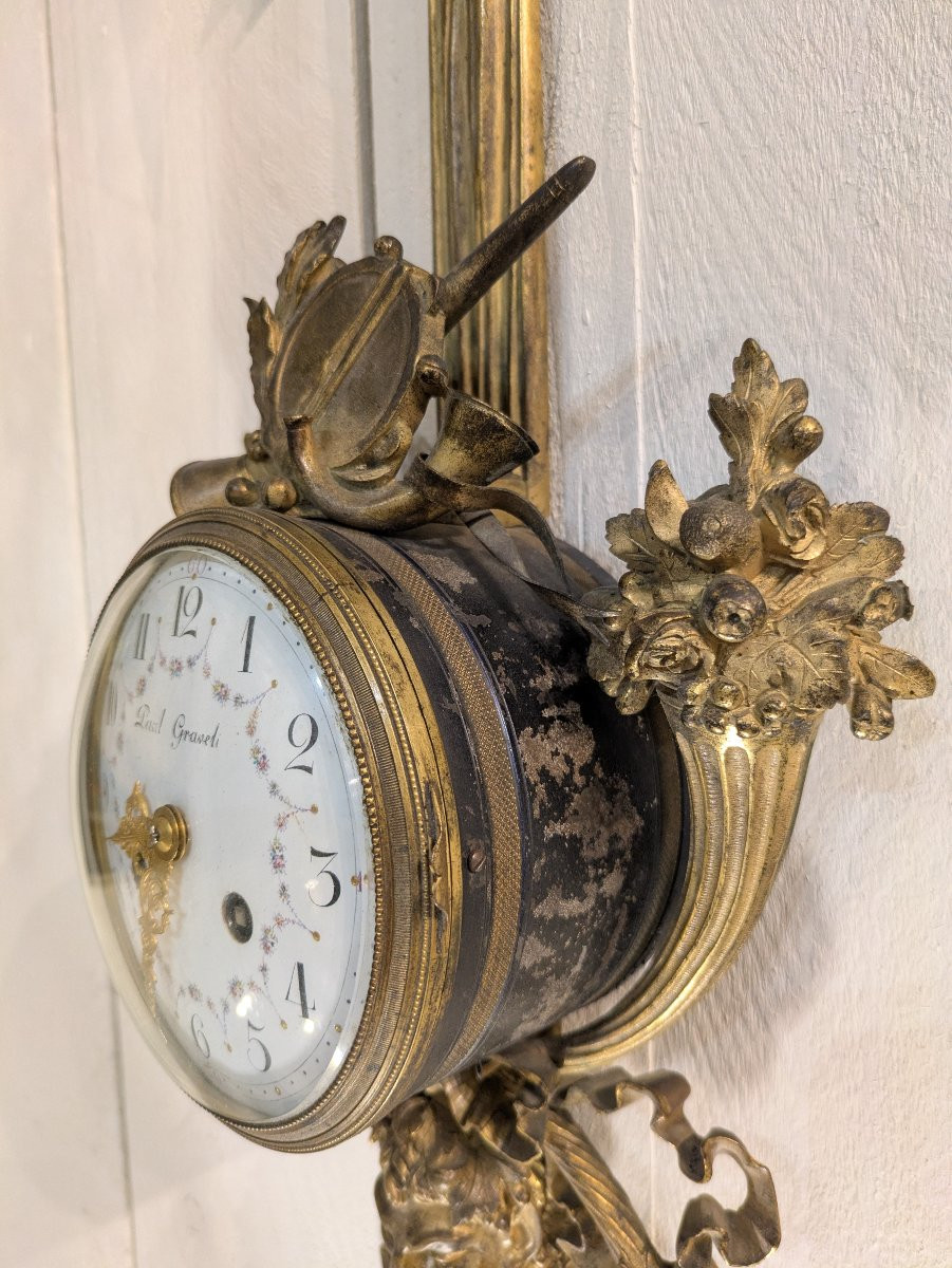 Louis XVI Style Gilt Bronze Wall Clock-photo-4