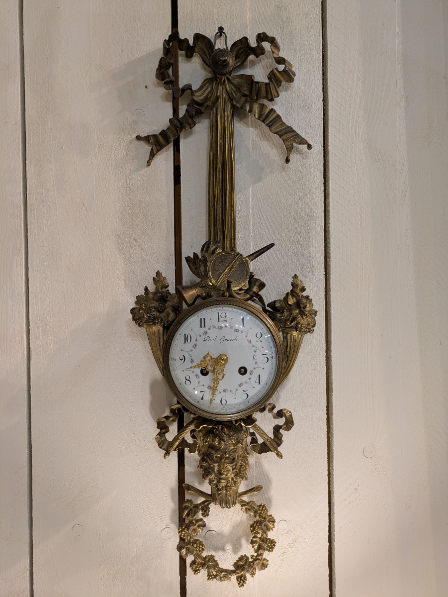 Louis XVI Style Gilt Bronze Wall Clock