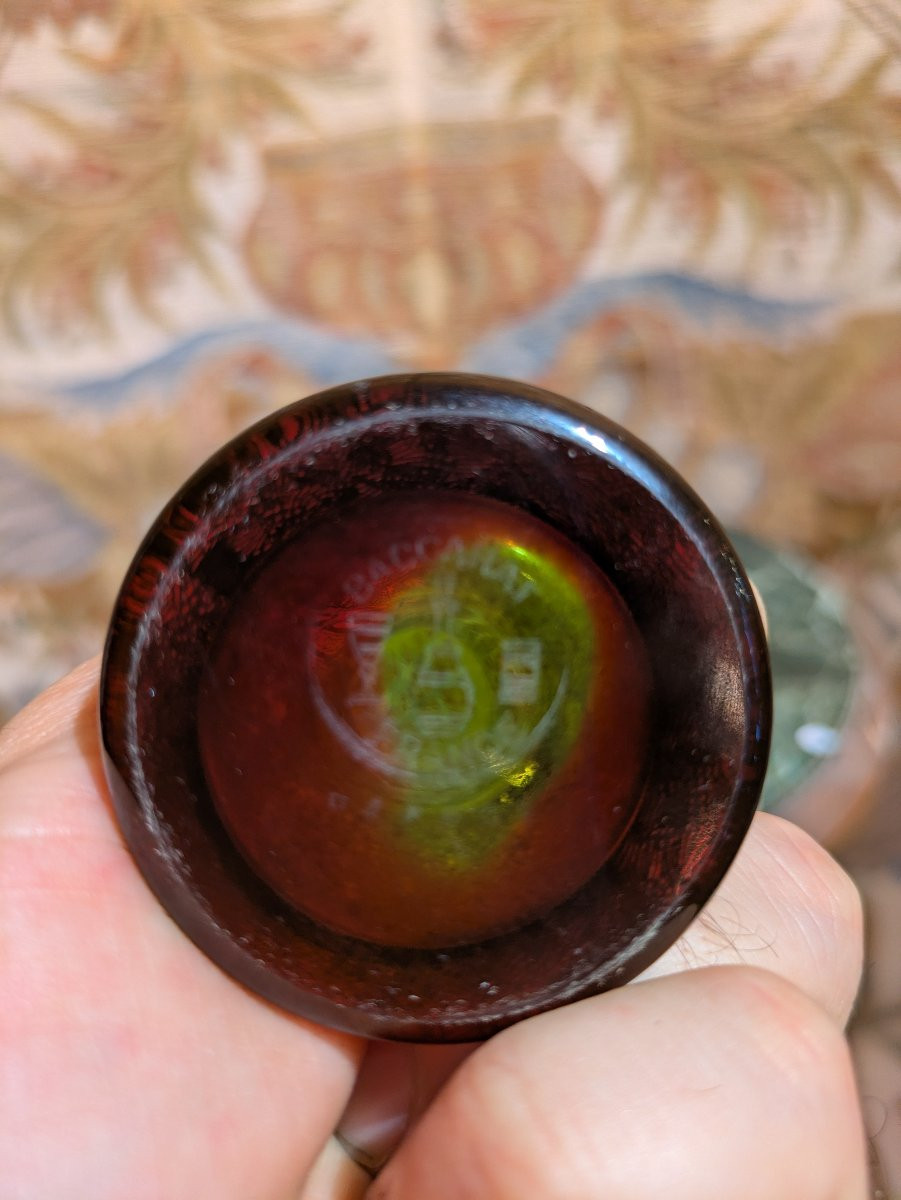 Petit Vase Baccarat Brun et Vert Réhaussé d'Or-photo-2