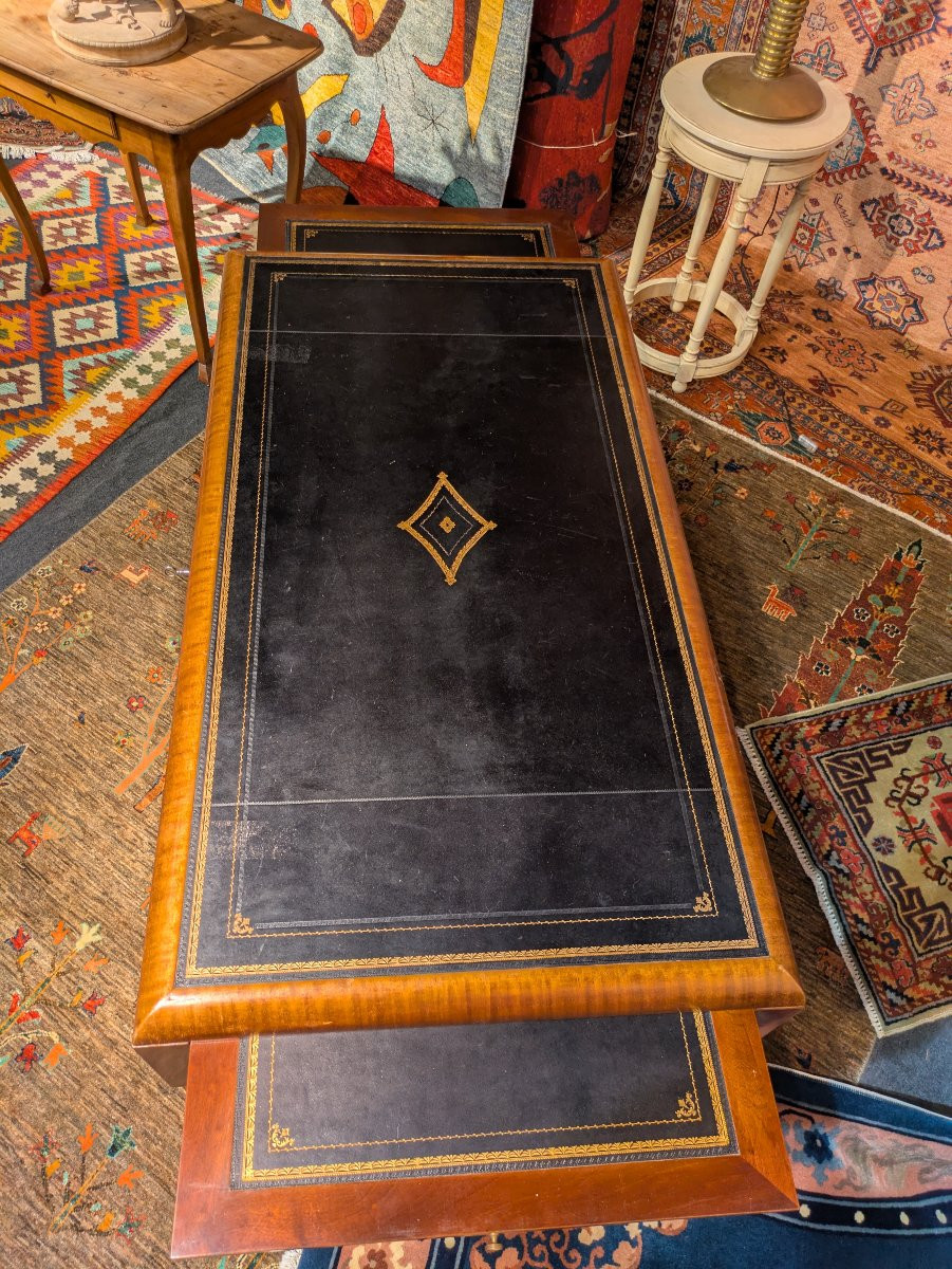 Bureau Plat à Doucine – Acajou et Ronce de Noyer – Époque Fin XIXe-photo-2