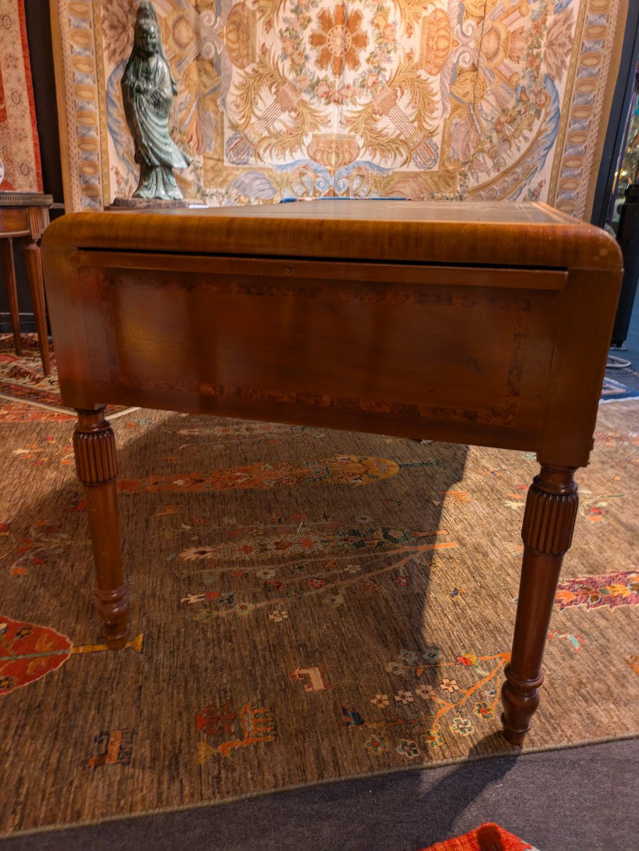 Bureau Plat à Doucine – Acajou et Ronce de Noyer – Époque Fin XIXe-photo-4