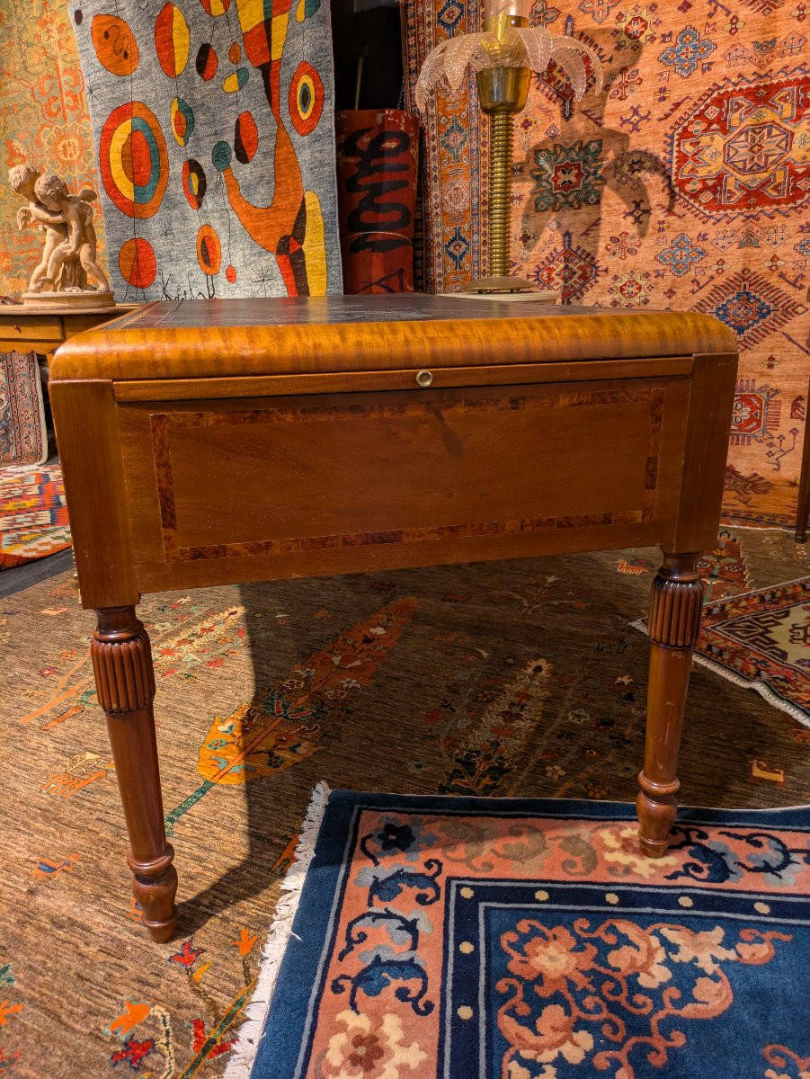 Bureau Plat à Doucine – Acajou et Ronce de Noyer – Époque Fin XIXe-photo-4