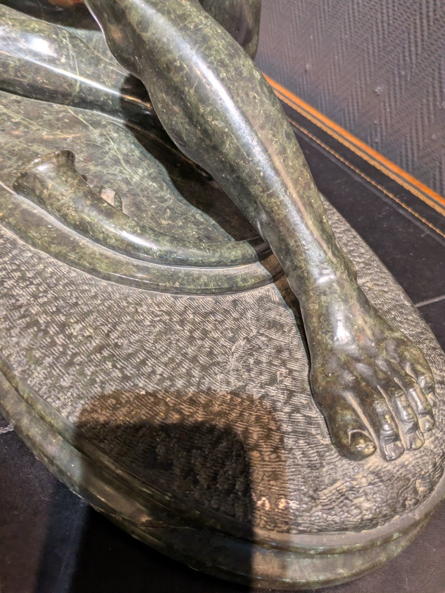 Dying Galatian In Serpentine Green Marble - After The Ancient-photo-4