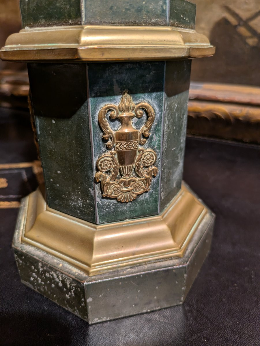 Paire de Lampes Type  Carcel – XIXᵉ Siècle - Bronze et Tôle Peinte-photo-3