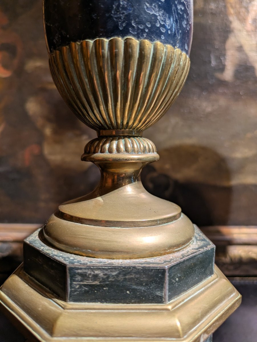 Paire de Lampes Type  Carcel – XIXᵉ Siècle - Bronze et Tôle Peinte-photo-1