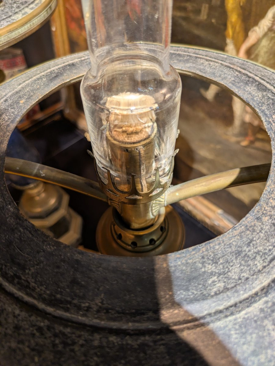 Paire de Lampes Type  Carcel – XIXᵉ Siècle - Bronze et Tôle Peinte-photo-4