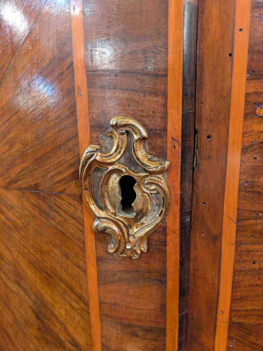 Pair Of Italian Corner Cabinets - Marquetry Of Precious Woods And Mother-of-pearl - 18th Century-photo-3