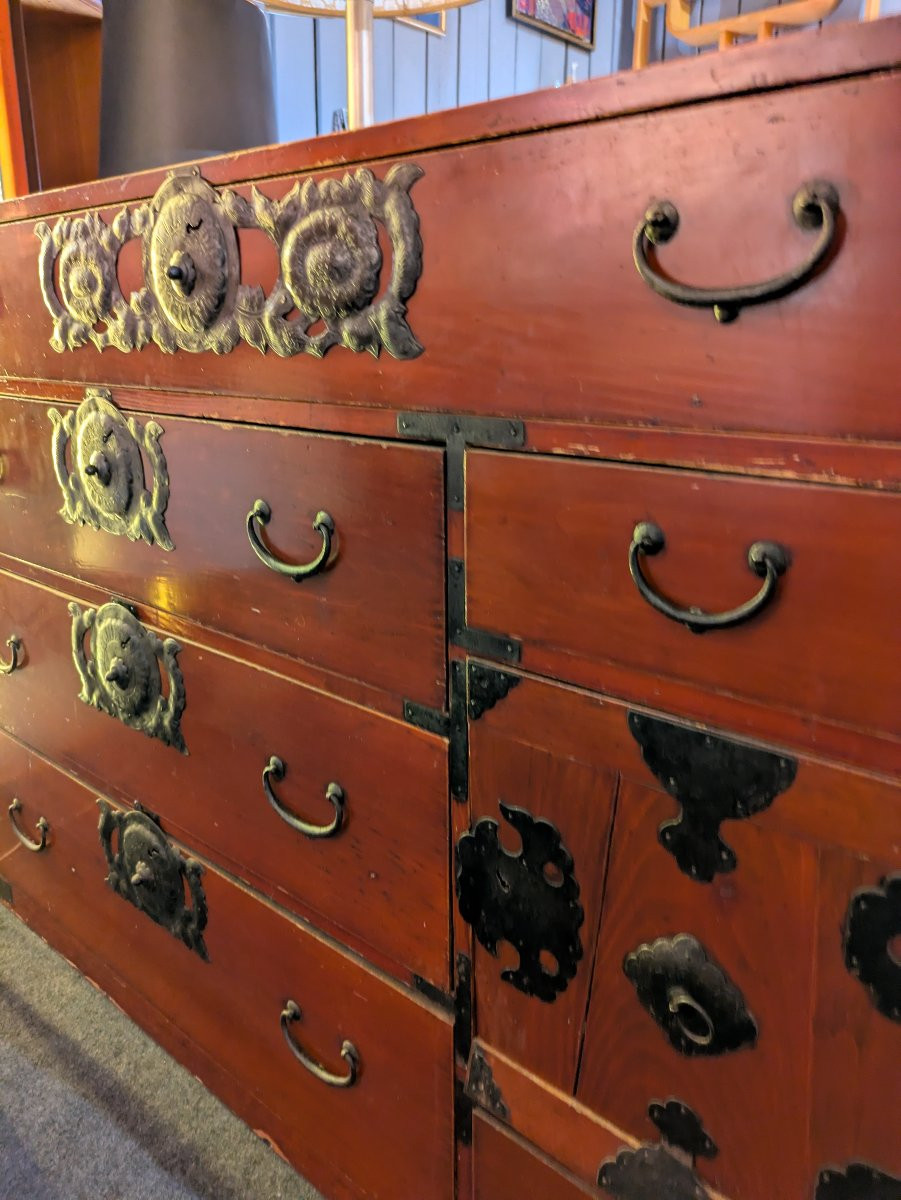 Commode Tansu Japonaise en Keyaki & Paulownia – Début XXᵉ Siècle-photo-2