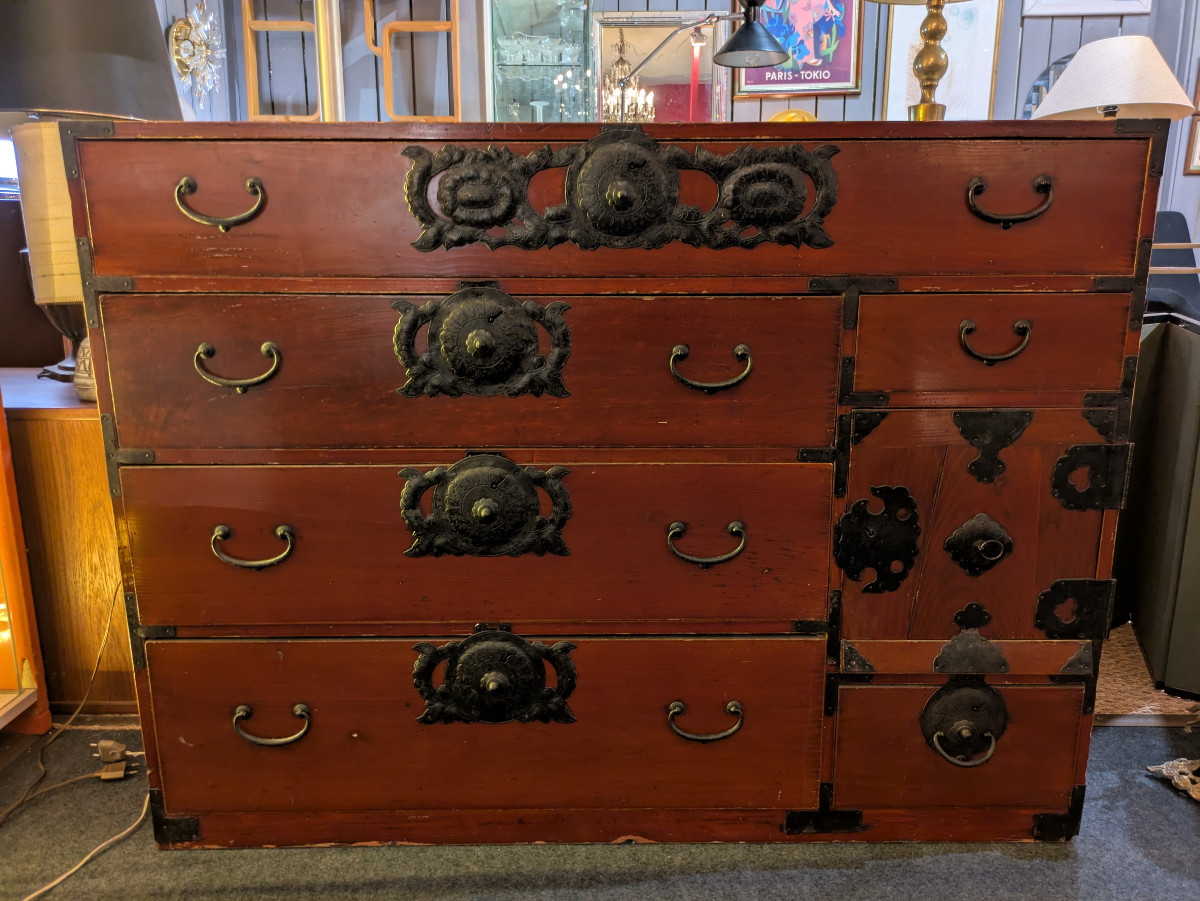 Commode Tansu Japonaise en Keyaki & Paulownia – Début XXᵉ Siècle