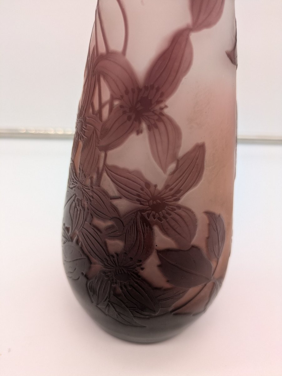 Vase Émile Gallé à Décor de Clématites -  Vers 1900-photo-3