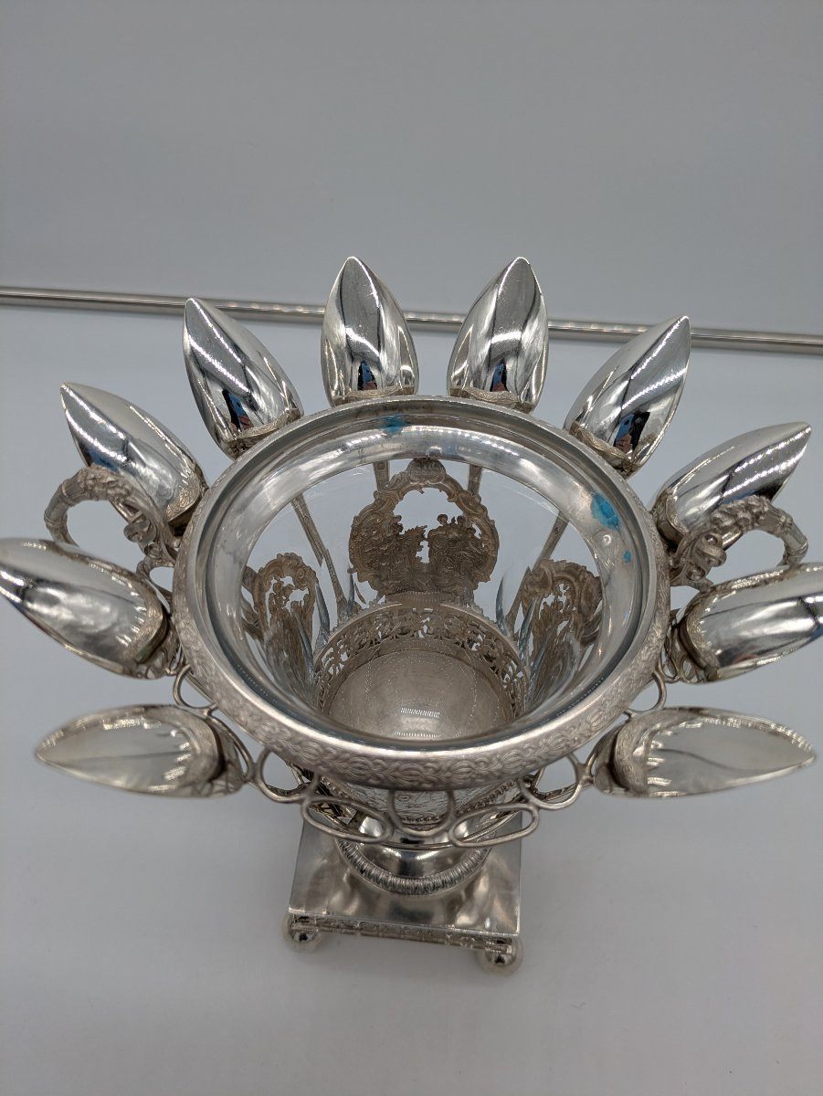 Confiturier en Argent et Cristal - Début XIXᵉ siècle-photo-3