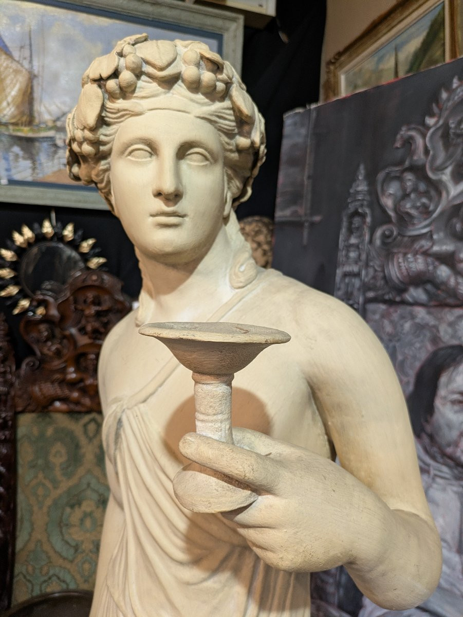 Importante Statue en Terre Cuite à l'Effigie de Bacchus - Epoque Restauration -photo-2