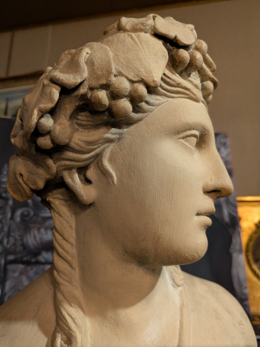Importante Statue en Terre Cuite à l'Effigie de Bacchus - Epoque Restauration -photo-3