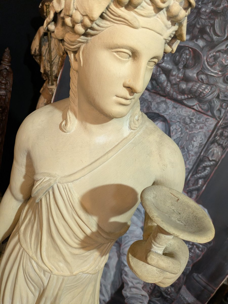 Importante Statue en Terre Cuite à l'Effigie de Bacchus - Epoque Restauration -photo-3