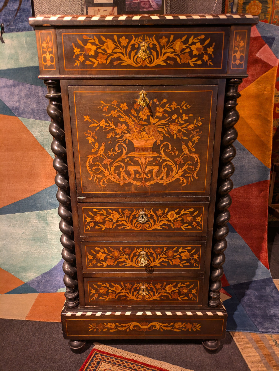 Italian Marquetry Secretary - Late 19th Century