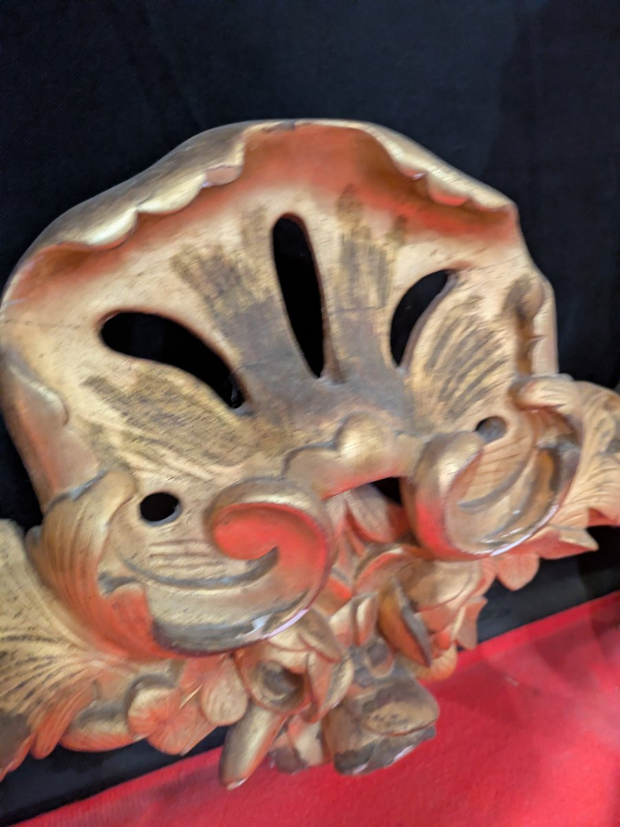 Console en Bois Doré Sculptée, style Régence, Plateau Marbre Blanc — XIXe siècle-photo-3
