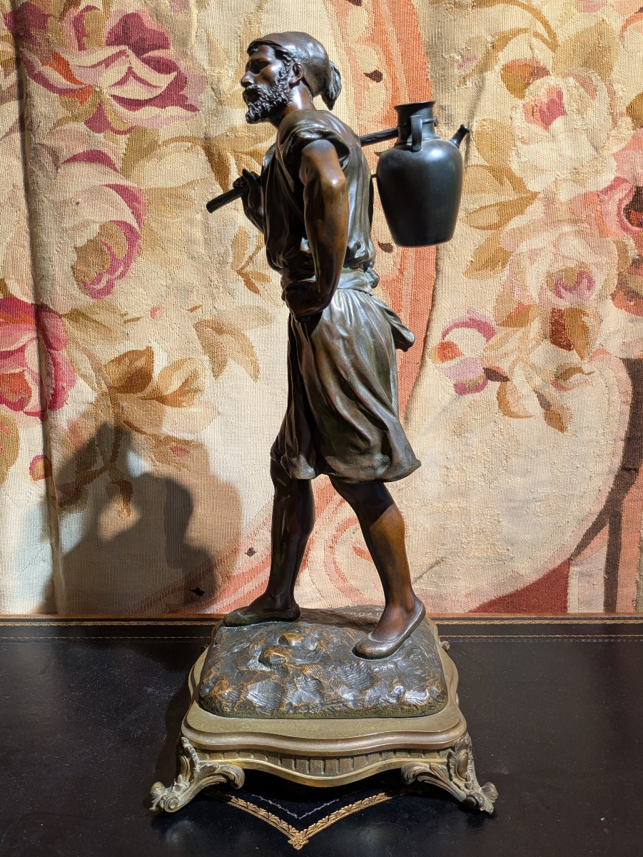 Bronze - Water Carrier By Marcel Début - Late 19th Century-photo-2