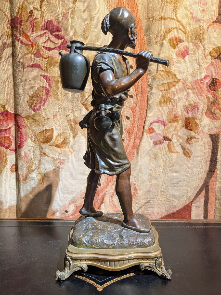 Bronze - Water Carrier By Marcel Début - Late 19th Century-photo-4