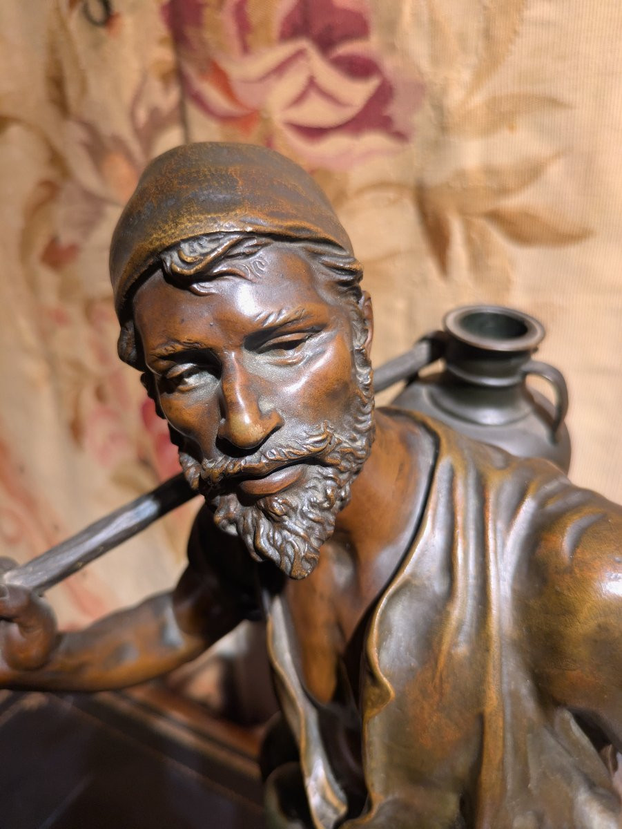 Bronze - Water Carrier By Marcel Début - Late 19th Century-photo-3