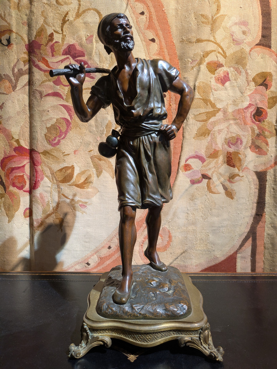 Bronze - Water Carrier By Marcel Début - Late 19th Century