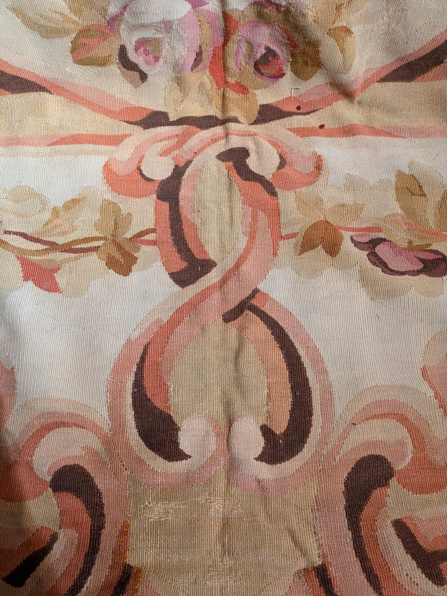 Large Aubusson Carpet, Restoration Period - First Half Of The 19th Century-photo-3