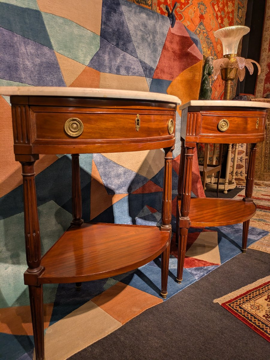  Pair Of Louis XVI Period Mahogany Encoignures - 18th Century-photo-4
