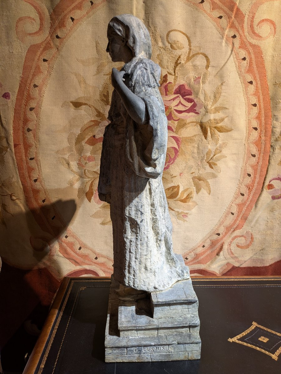 Orientalist Woman, Lead/tin Sculpture Signed Gaston Leroux - Late 19th Century-photo-4