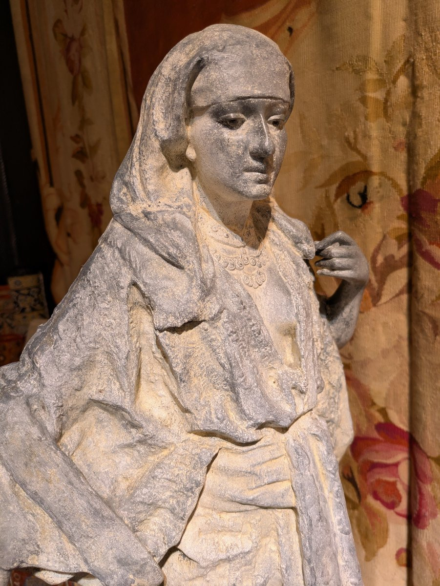 Orientalist Woman, Lead/tin Sculpture Signed Gaston Leroux - Late 19th Century-photo-1