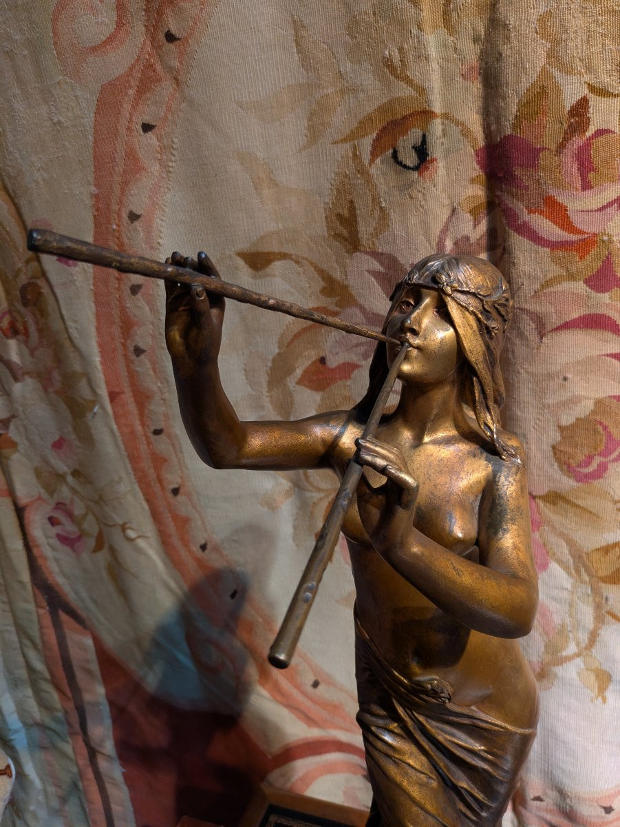 Muse des bois, bronze doré signé Édouard Drouot  — Fin XIXe siècle-photo-2