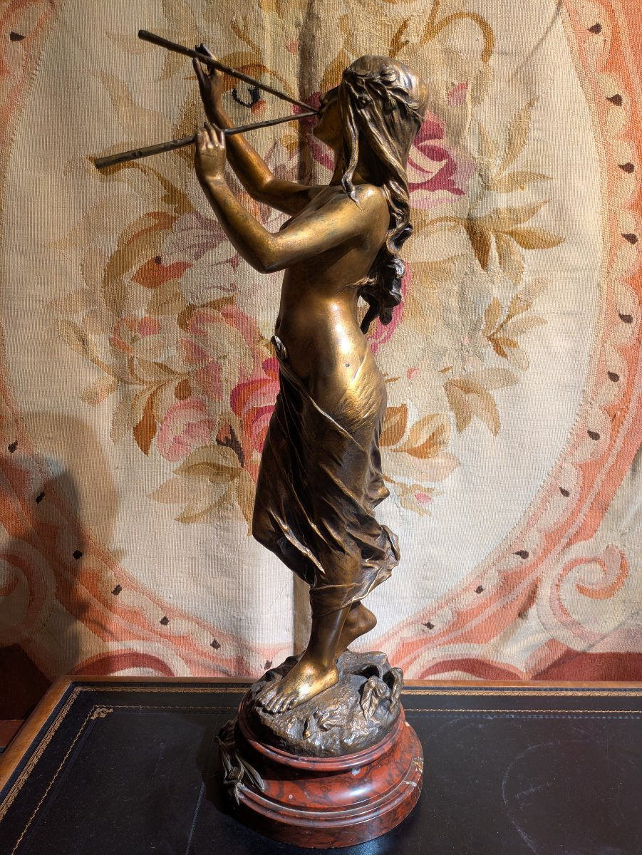 Muse des bois, bronze doré signé Édouard Drouot  — Fin XIXe siècle-photo-4