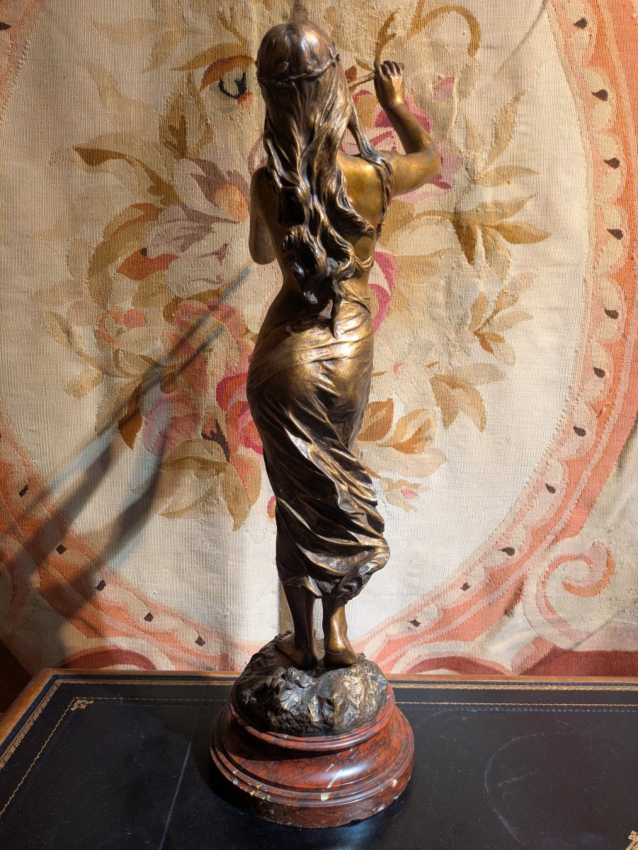 Muse des bois, bronze doré signé Édouard Drouot  — Fin XIXe siècle-photo-1