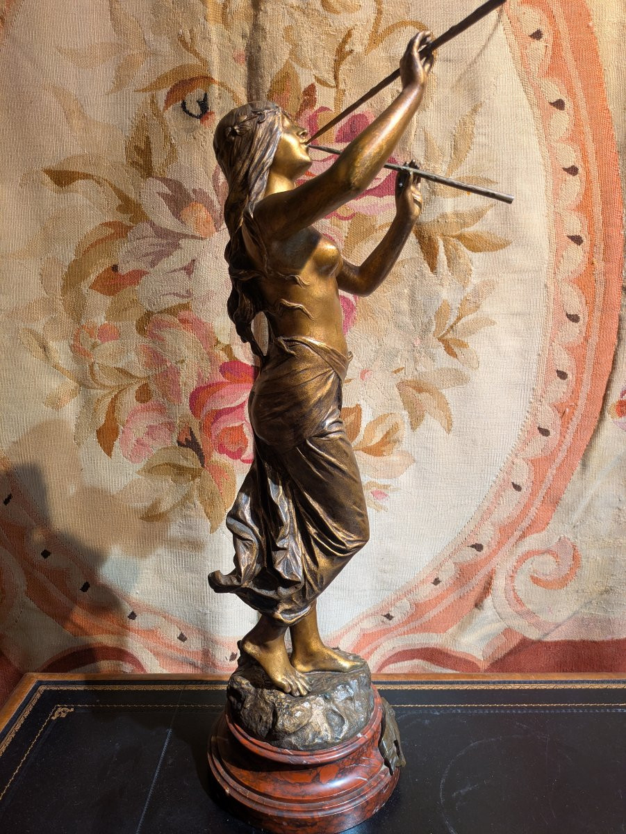 Muse des bois, bronze doré signé Édouard Drouot  — Fin XIXe siècle-photo-2