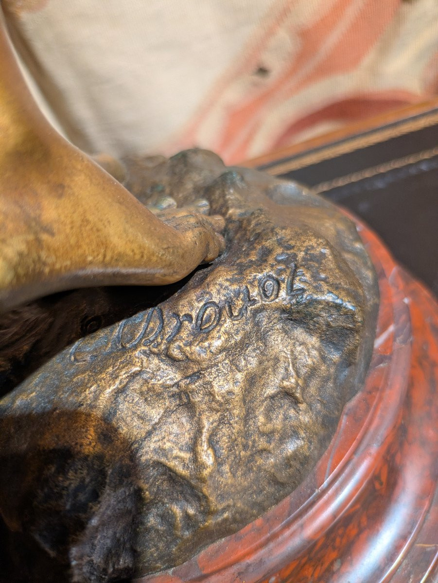 Muse des bois, bronze doré signé Édouard Drouot  — Fin XIXe siècle-photo-4