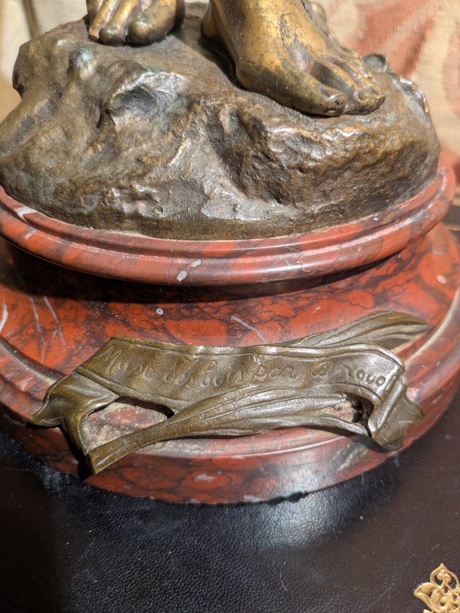 Muse des bois, bronze doré signé Édouard Drouot  — Fin XIXe siècle-photo-5