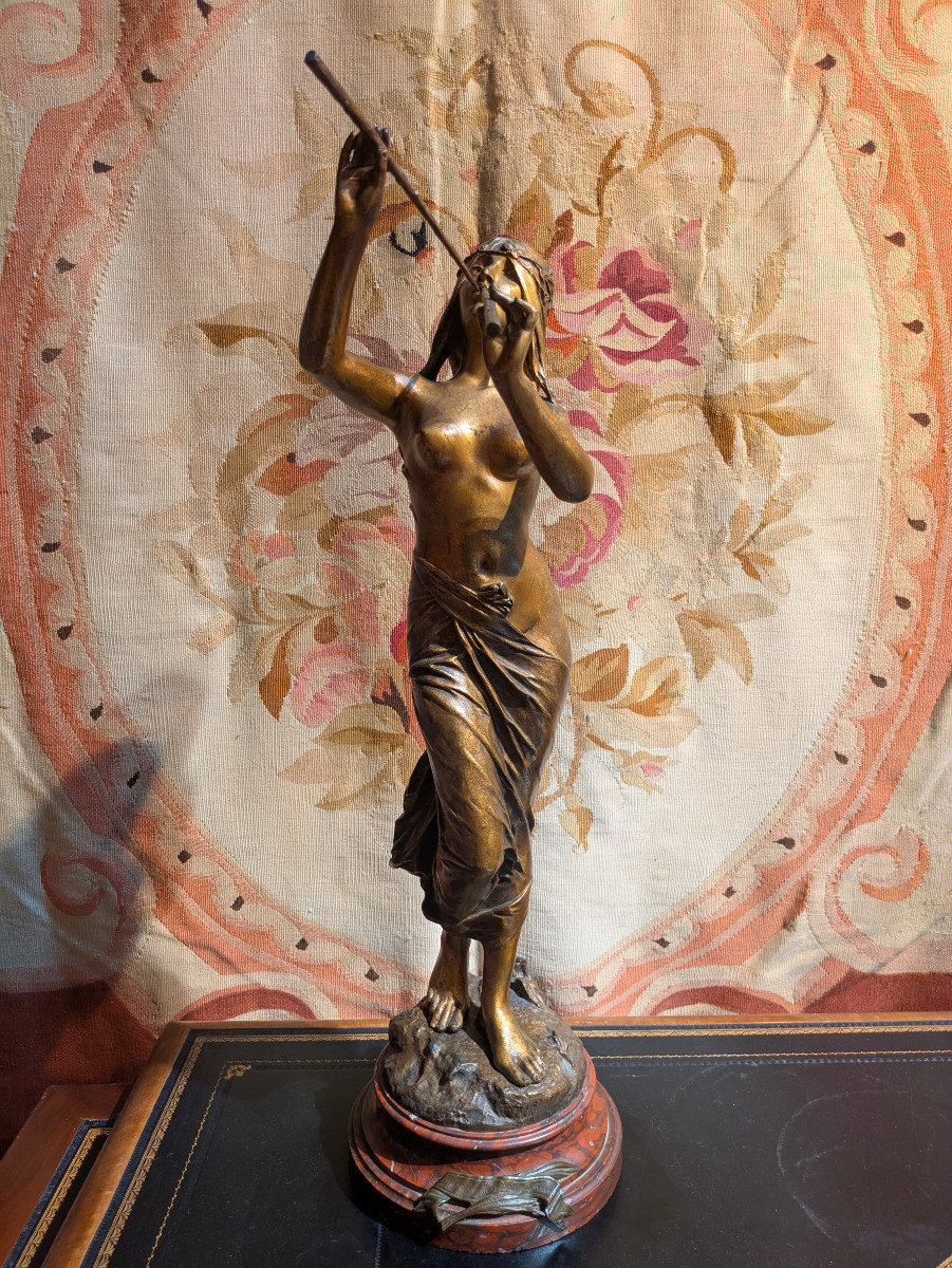 Muse des bois, bronze doré signé Édouard Drouot  — Fin XIXe siècle