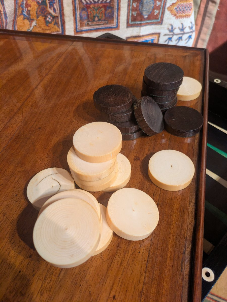 Table de jeu tric-trac en acajou — fin XVIIIe siècle-photo-2