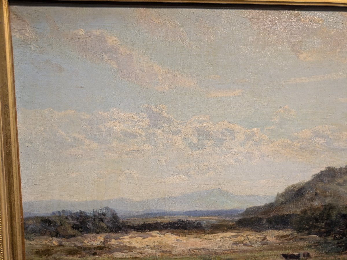 Huile sur toile, Paysage par Louis-Augustin Auguin — XIXe siècle-photo-3