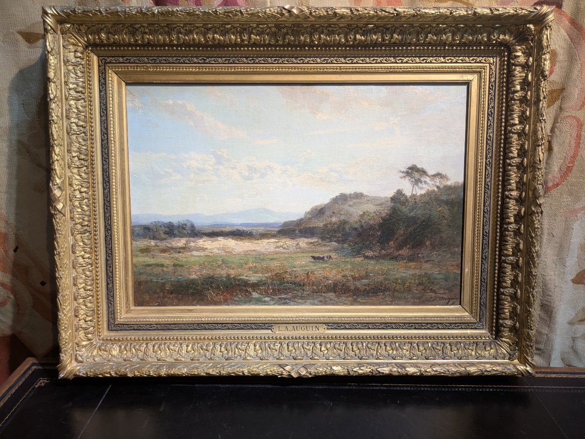 Huile sur toile, Paysage par Louis-Augustin Auguin — XIXe siècle