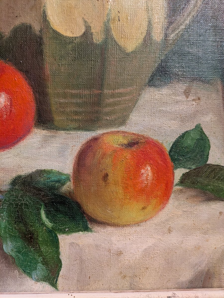Nature morte aux pommes, huile sur toile  par Gaston Hamanovick — XXe-photo-3