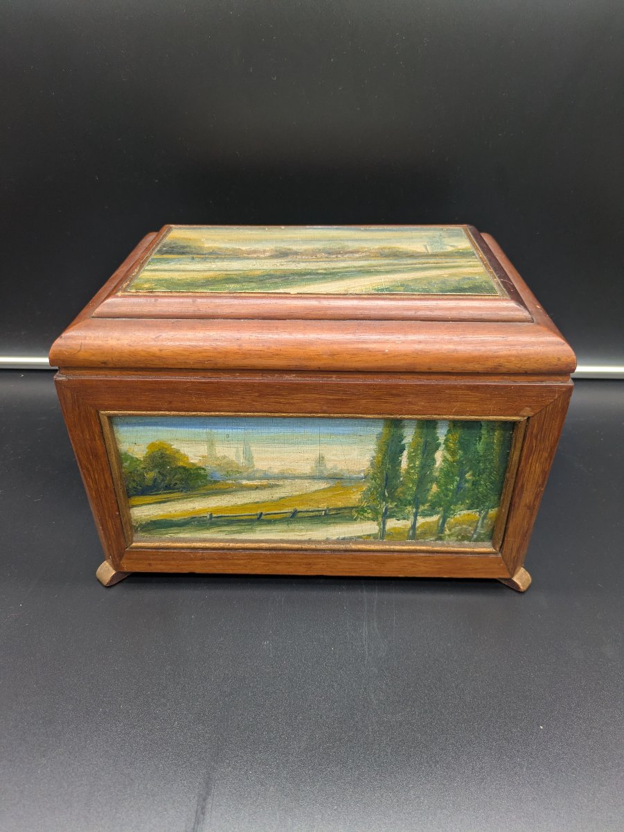 Coffret de Campagne Anglais à Système Décoré de Scènes Champêtres  - XIXème-photo-2
